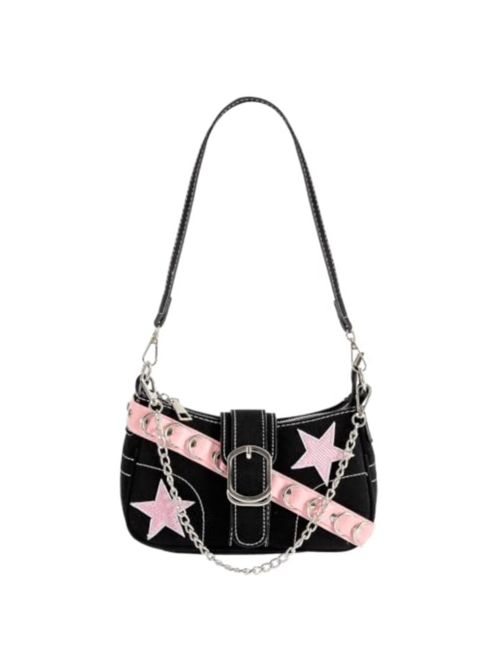 Y2K Mini Shoulder Bag with Chain Strap Star Pattern Purse